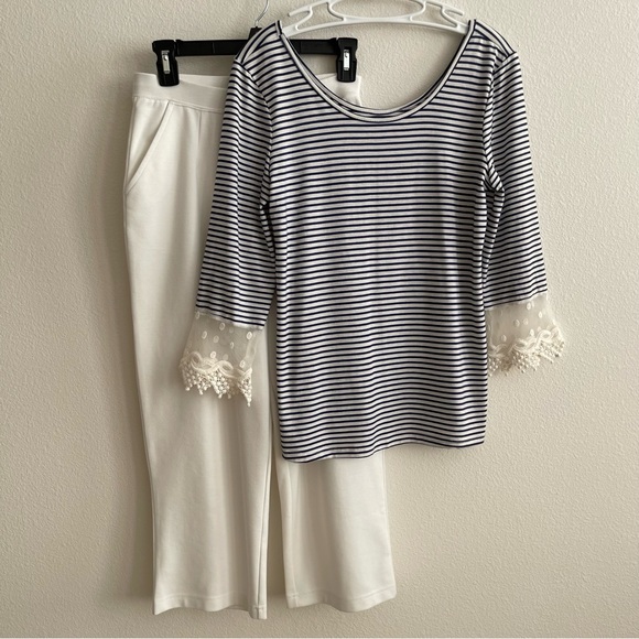 Elastic Waist Comfort Crop Pant With Pockets Size XS White - Picture 12 of 12